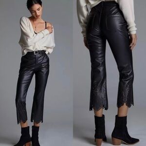 Anthropologie Laser Cut Faux Leather Pants